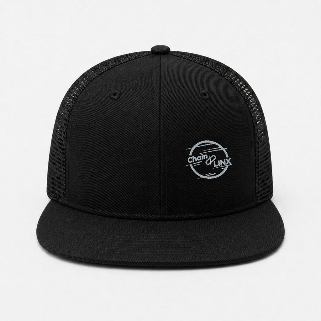 Embroidery Flat-Brim Mesh Cap