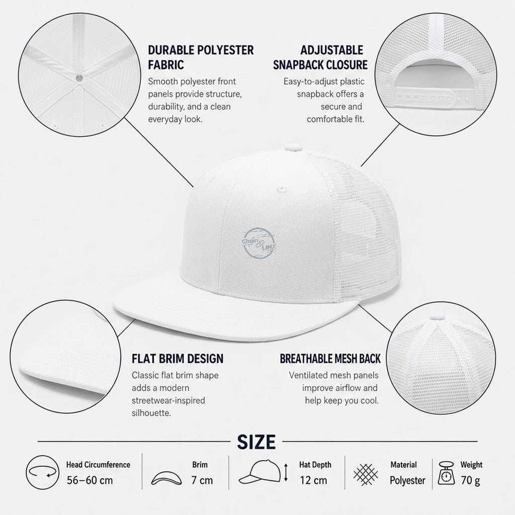 Embroidery Flat-Brim Mesh Cap