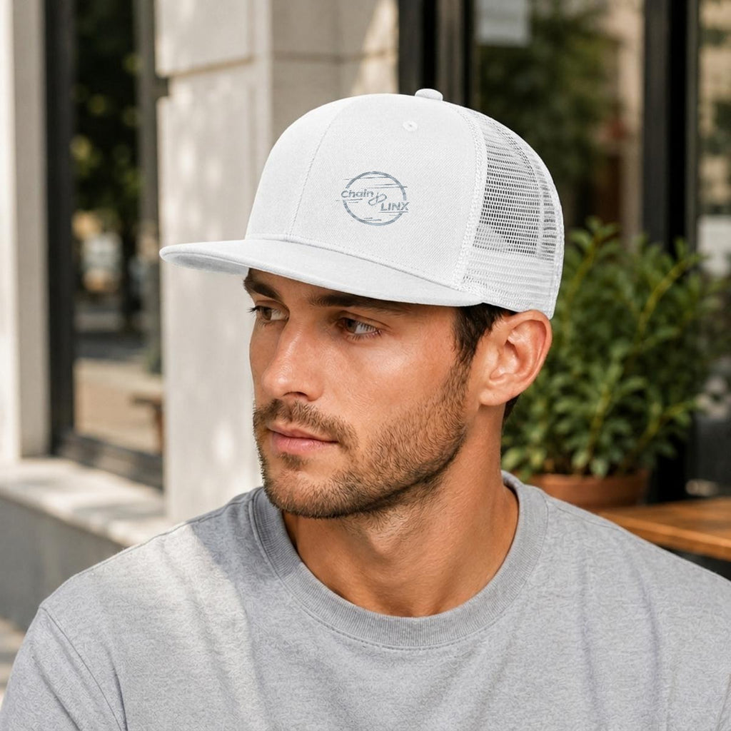 Embroidery Flat-Brim Mesh Cap